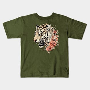 Vintage Tiger Head Tattoo Kids T-Shirt